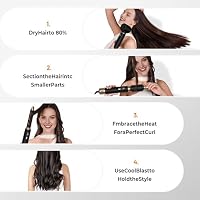 UKLISS 5 in 1 Hairstyler mit LCD-Display, Hair Styler Set mit 5 Aufsätzen: Föhn für Locken, Rundbürstenföhn, Haarstyler, Warmluftbürste, Airbrush, Glättbürste, Hair Dryer Haar Styling für Haare – Ansicht 9