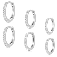 JEYORZY 3 Paia Orecchini a Cerchio di Cartilagine, Orecchini Anallergici Cerchio, Orecchini a Cerchio Piccoli in Acciaio Inox Anelli, Orecchini Cerchio Piccoli per donna uomo, 8 mm 10mm 12 mm