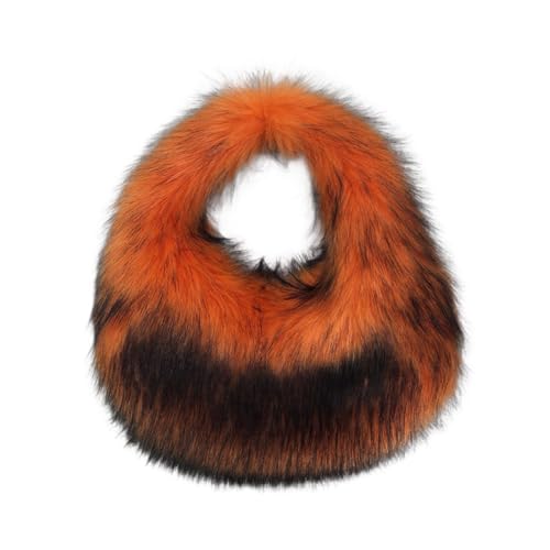 Image of Faux Fur Hobo Shoulder Bag for Women - Large Cute Fluffy Tote Plush Handbag Y2K Furry Purse