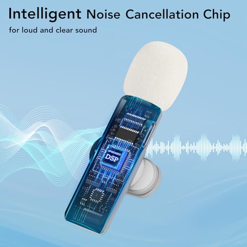 Image of HEHOTTC Mini Wireless Lavalier Microphone for iPhone, iPad, Android Phone - 2in1 Microfono Lapel Bluetooth Mic for Recording, Clip on Omni Lav Mic for Video Recording, Tiktok, YouTube, Vlog