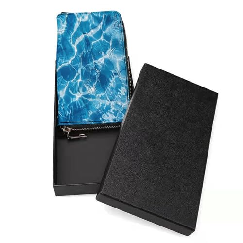 Blue Water Ripples Wristlet Long Wallet Womens Purse Zip Clutch Large Capacity Leather Purse Credit Coin Purse3
