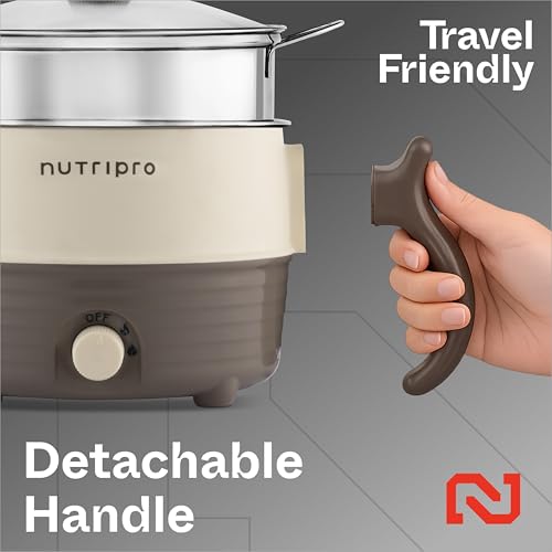 Image of Nutripro Multipurpose Cook Kettle With 1.5L Stainless Steel Inner Pot, Steel (Cream & Brown, 600W)