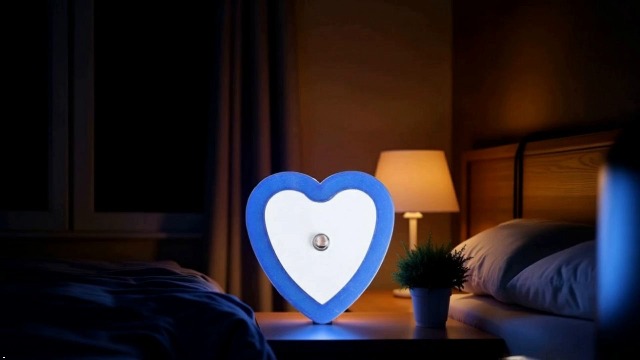 Image of Blue Plug-in Auto Sensor Control LED Night Light Lamp Bedroom Hallway Heart Shaped Night Lights(0.5W)