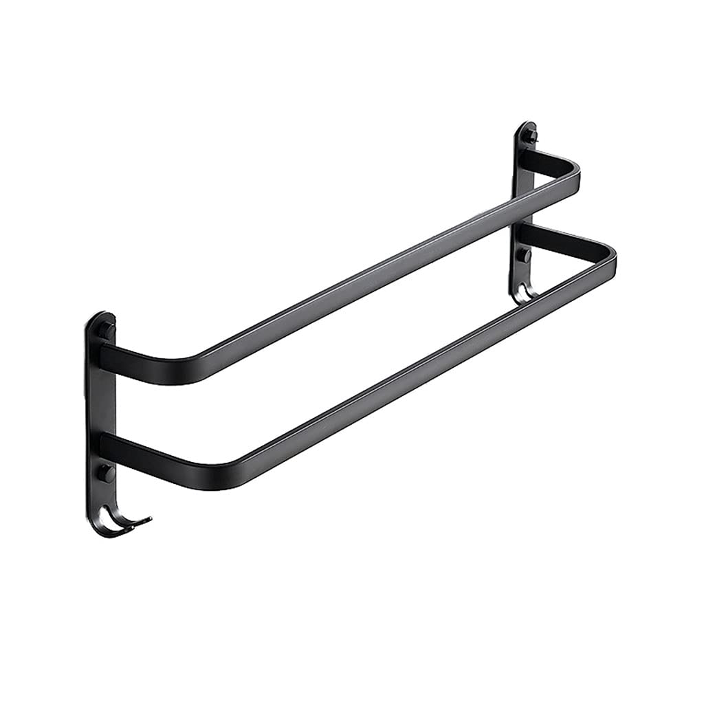 Porte-serviettes en acier inoxydable noir 50 cm multi-rails pour salle de bain