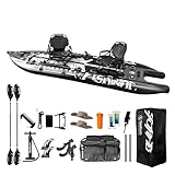 Spatium Tandem Fishing Kayak 12.5'*48'*6' Stand Up Paddle Board Extra Wide Inflatable Fishing Paddle Board 1100LBS Capacity SUP, Rod Holder, Swivel Seat
