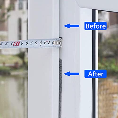 HASTHIP 10 Meters Door Sealing Strip, Door Bottom Sealing Strip, Soundproof Window Sealing Strips, Windproof Dustproof Door Window Self Adhesive Sliding Seal, Sliding Door Seal Strip (Grey), Wood