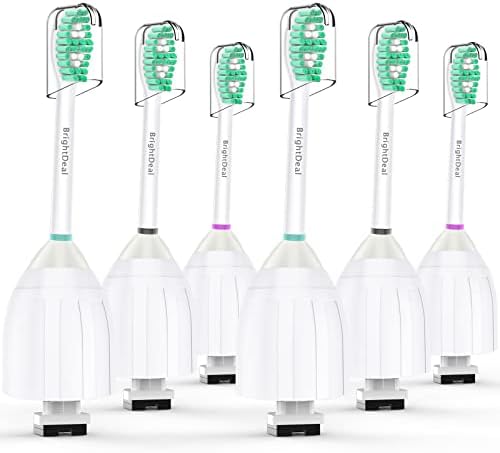 BrightDeal Toothbrush Heads for Philips Sonicare Essence Elite Advance Xtreme CleanCare E-Series Electric Sonic Screw-on Brush Replacement HX7022/66 HX7023 HX7001 with Cap, 6 Pack