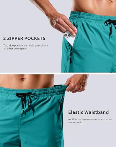 Image of G Gradual Mens Swim Trunks with Compression Liner 7 inch /9'' Quick Dry Board Shorts Swimsuit Bathing Suit for Men Zipper Pockets