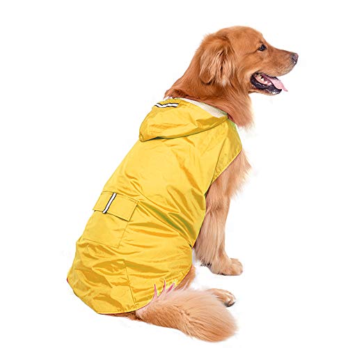 Cucudy 5XL Reflective Pet Dog capa de chuva capa de chuva impermeável com trela buraco para cães méd