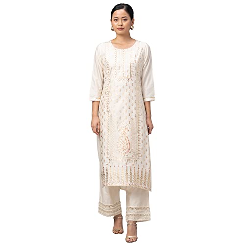 Image of Globus Women's Viscose Regular Fit Ethnic Motifs Printed Kurta