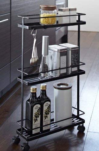 Indian Decor 286049 Home Tower Rolling Kitchen Storage Cart, Black