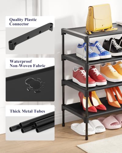 Image of Kitsure Shoe Rack - Non-Woven Shoe Rack Shelf, Shoe Organizer for Closet, Entryway, Garage & Corridor, Stackable Shoe Shelves, X-Large, Black