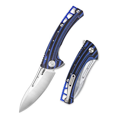 KUBEY KB257 Pocket Knife – Folding Knife with Sharp Stainless Steel – EDC Hiking Knife with Titanium Clip for Hunting Camping and Survival Use (Blue)