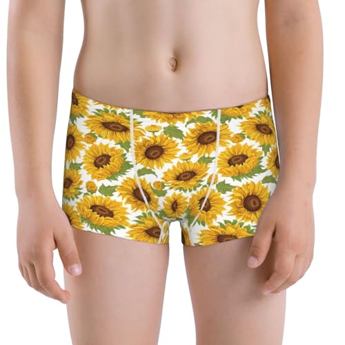 Boys' Cotton Boxer Brief Soft Underwear-Sunflowers