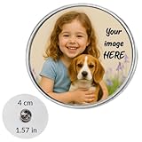 Personalised Photo Custom Picture Pin Badge Button Brooch Lapel text Remembrance Wedding Bouquet Charm Funeral Keepsake loved one Memorial Birthday (4 cm / 1.57 in)