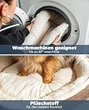 lionto Hundekörbchen rund in Donut-Form, Ø 55 cm, Heimtierkissen für Hunde & Katzen mit waschbarem Bezug & Anti-Rutsch-Noppen, kuscheliges Hundebett aus Oxford-Leinen & Plüsch, braun
