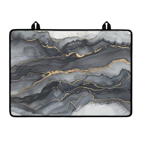 Image of Poceacles Electric Stove Top Cover for Stove Top, Induction Electric Stove Protector Non-slip Glass Cooktop Cover Range Cover Multipurpose Flat Top Stove Mat, Black Gold Marble