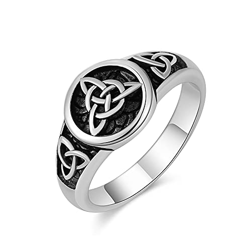 HZMAN Triquetra Trinity Knot Stainless Steel Irish Celtic Knot Ring Jewelry Gift