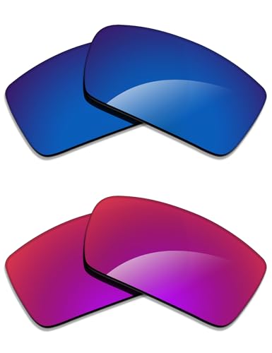 Image of Alphax 2 Pair Polarized Replacement Lenses for Oakley Gascan OO9014 60mm Sunglasses- Deep Water+Midnight Sun