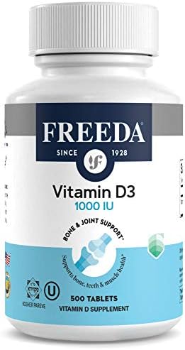 FREEDA Vitamin D3-1000 IU - Pure High Potency Kosher Supplement Tablets - Bone and Muscle Health, Calcium Absorption, Immune Support for Men and Women* - 500 Count