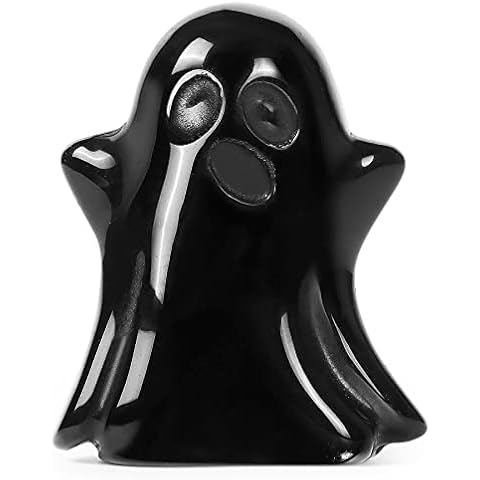 Artistone Crystal Ghost Statue 2 inch Ghost Figurine Natural Gemstone Hand Carved Obsidian Statue Reiki Healing Stone Sculpture Halloween Carnival Cover