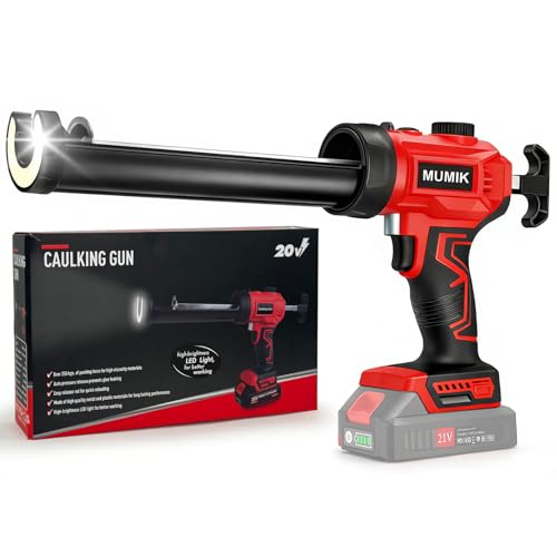 MUMIK Kartuschenpresse Akku Elektrische Silikonpistole Kompatibel mit Makita Akku 18-21V Stufenlose Geschwindigkeitsregelung Led-Licht Silikonpresse Akku für 300Ml-Kartuschen
