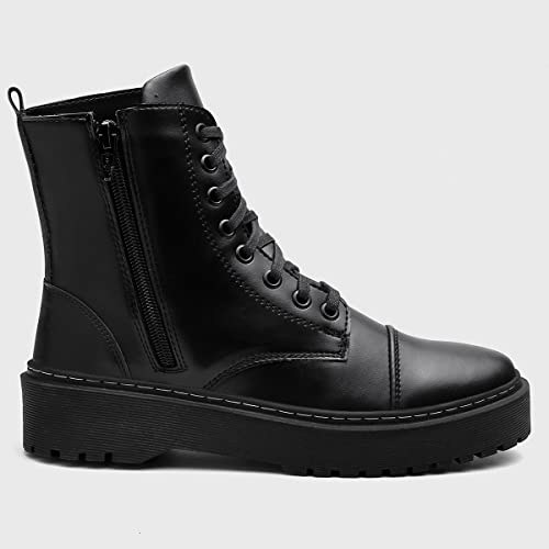 Bota Coturno Feminino Casual Flatform Macio Leve Plataforma Preto 40