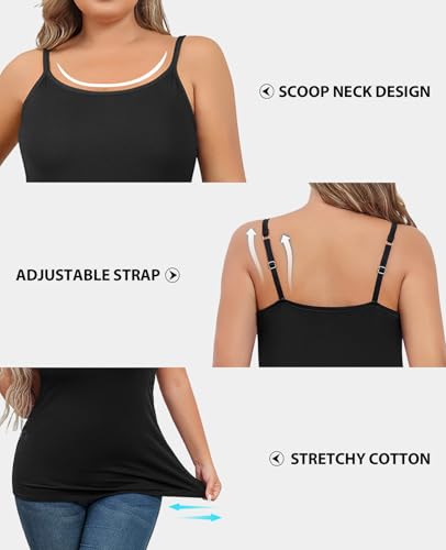 V FOR CITY Plus Size Camisole for Women with Shelf Bra Adjustable Spaghetti Strap Cami Tank Top Cotton Undershirts 1X-5X3