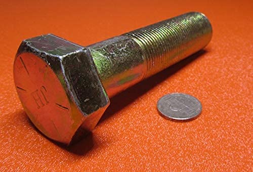 Grade 8 Zinc Yellow Plated Steel Bolts RH PT 1"-14 x 4.00 Length 1 pc