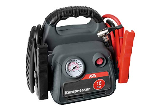 APA 16540 Power Pack, mit Kompressor und Starthilfe, 12 V,Schwarz, Grau, Rot