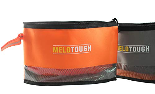 Melo Tough Multi Small Tool Pouch Small Tool Bag Zipper Bag Zipper Pouches, Durable Storage Organizer Tote Bag 2 Packs (Grey+Orange) #TOP7