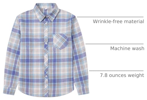 Image of SANGTREE Women and Girls Long Sleeve Flannel Casual Button Down Plaid Shirt