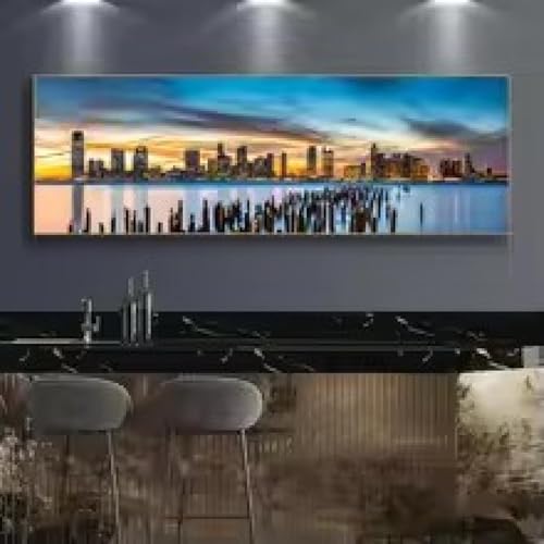 Affiches de ville au coucher du soleil en impression sur toile premium