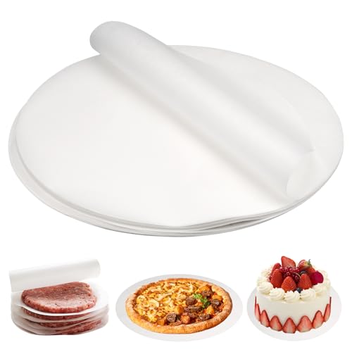 Ronda de Papel para Hornear 150 Piezas, 26 cm Papel Hamburguesa, Papel de Horno para Freidoras, Horno, Papel de Pergamino Antiadherente, Papel para Hornear Redondas para Hornear, Asar, Pizza, Pastele