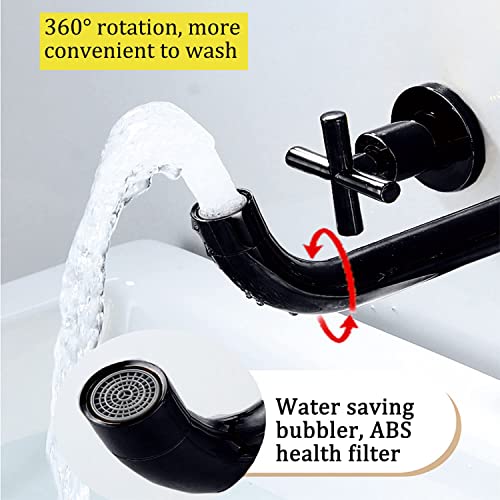 Foriy Bathroom Faucet Wall Mount Matte Black Faucet Two Cross Handle Bathtub Faucets 360° Swivel 8 Inch Spout Solid Brass Taps For Vessel Sink Basin Mixer Tub #TOP2