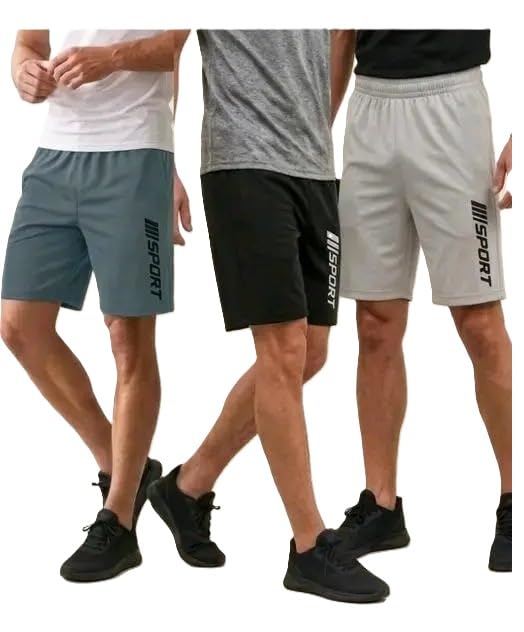 Solid Men’s Gym Shorts Combo Pack of 3 | Regular Fit Sports Half Pants for Running, Workout & Everyday-picture-17