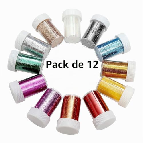 Miniatura 2 de Botes Con Purpurina 12 Colors Purpurina Para Manualidades Y Arte Para Cara Ojos Maquillaje Pelo Arte Corporal Para El Festival De Música Masquerade