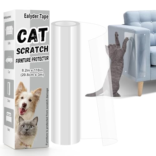 Ealyder Tape 118 x 8.2 Door Protector from Cat Scratching Clear Anti Dog Scratching Furniture Protector Single Side Adhesive for Pets with 30 Twist Pins No-Residue