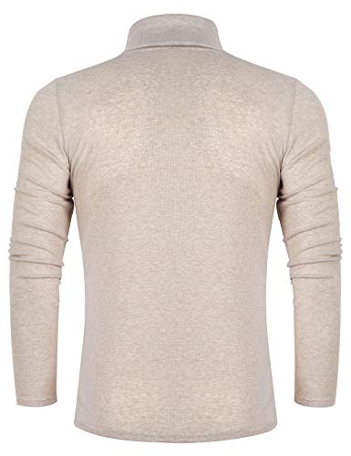 Mens Lightweight Long Sleeve Turtleneck Top Pullover Slim Fit Sweater Apricot L #TOP2
