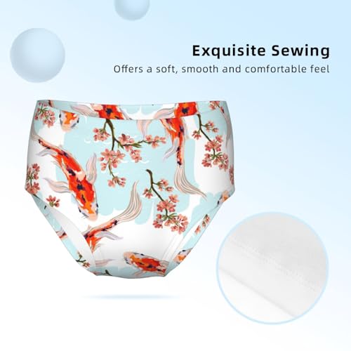 Japanese Fish Floral Tree Girls' Underwear Soft Cotton Little Girls Panties Comfort Briefs3