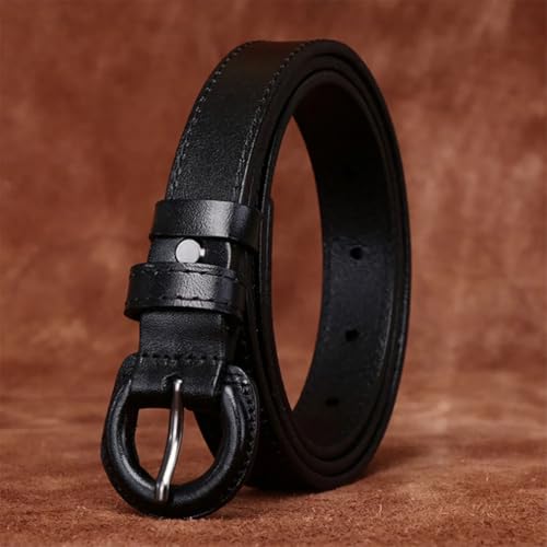 Women Vintage Solid Round Buckle Cowhide Belt Fashion Versatile Simple Belts For Denim Pants4