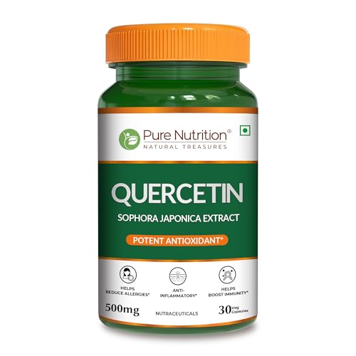 Image of Pure Nutrition Quercetin Supplement 500mg - 30 Capsules | High Purity 95% Extract | Helps Seasonal Allergy Relief, Supports Immunity, Reduces Inflammation, Promotes Heart Health