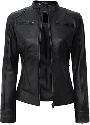 Women's Lovely Biker Leather Jackets - Lambskin Fashion Jackets For Women4