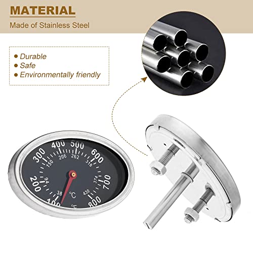 Mtsooning Grill Thermometer Replacement For Nexgrill Brinkmann Charmglow, 3 Inch Bbq Gauge Stainless Steel Heat Indicator, Oval Barbecue Temperature #TOP6