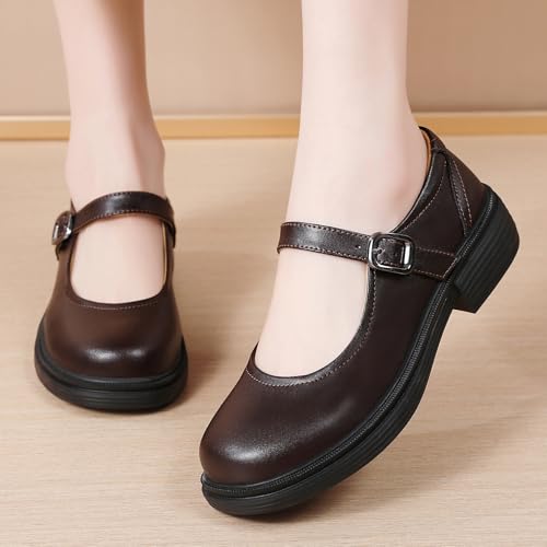 Image of Women Black Mary Jane Flats Non Slip Comfort Office Work Dress School Shoes