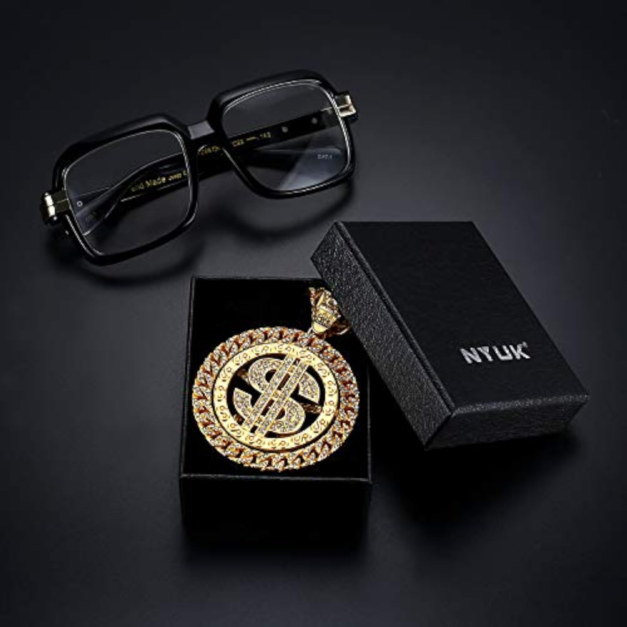 Gold Chain with Dollar Sign Pendant Necklace