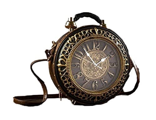 Clock Purse, Real Working Clock Handbags,PU Leather Retro Shoulder Bag For Women Vintage Shoulderbags Handbag For Girls (Color : Brown, Size : 12 * 5 * 14.5IN)
