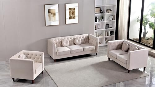 Sillón terciopelo beige moderno con detalles elegantes miniatura 4