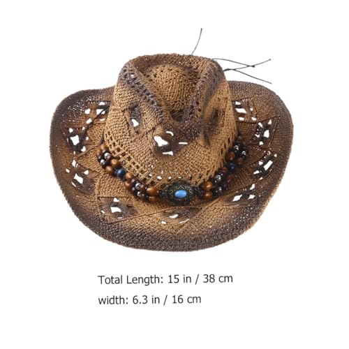 Chapeau western tressé café pour des vacances au soleil - 2