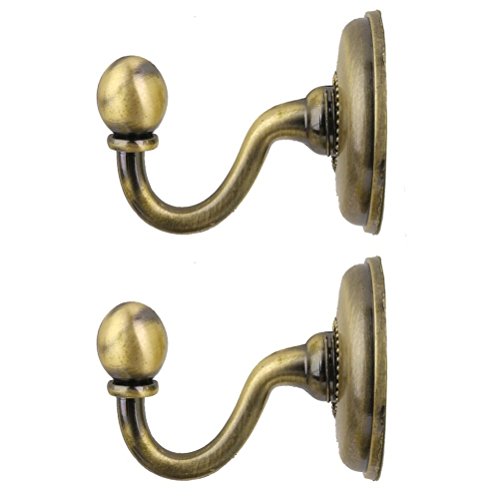 WINOMO 2pcs Vintage Alloy Pommel Curtain Holdbacks Tieback Hooks Door Wall Hat Coat Hangers (Bronze)